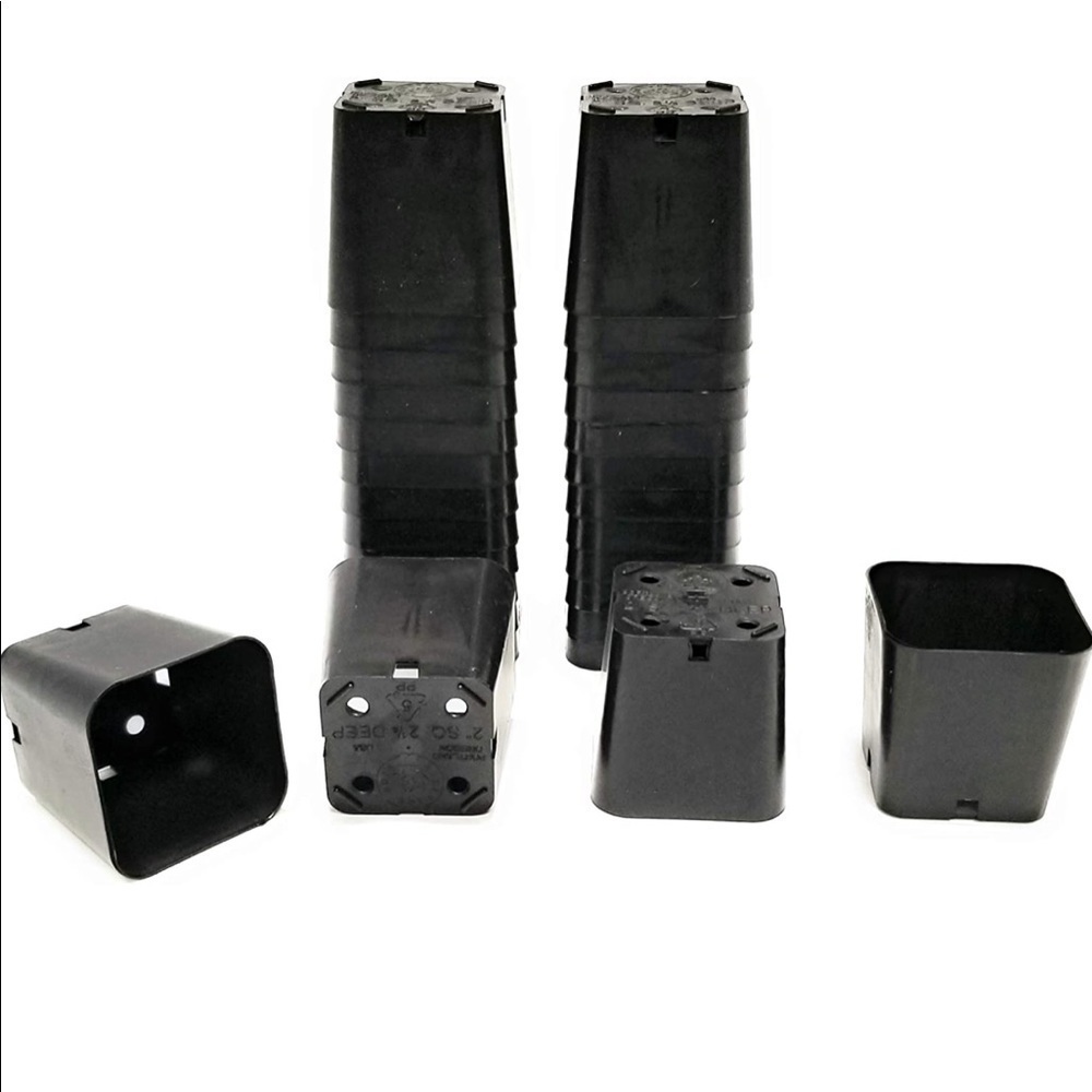 Bundle Of A Dozen 2in Plastic Planters/Pots- Black